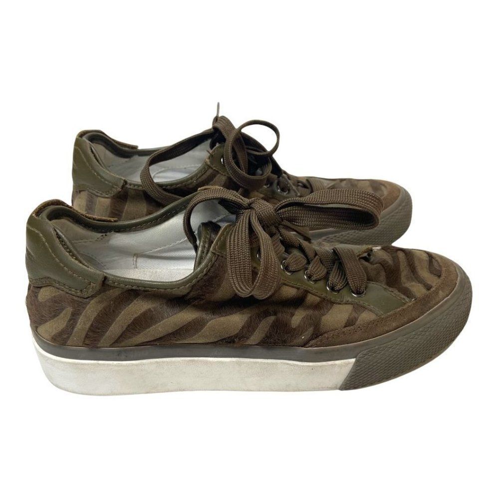 Rag & Bone Brown Calf Hair Army Zebra Print Lace Up Sneaker Shoes Size 37 - Picture 3 of 8